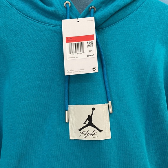 Jordan Essentials Flight Hoodie Teal Mens size L XL - Picture 5 of 7
